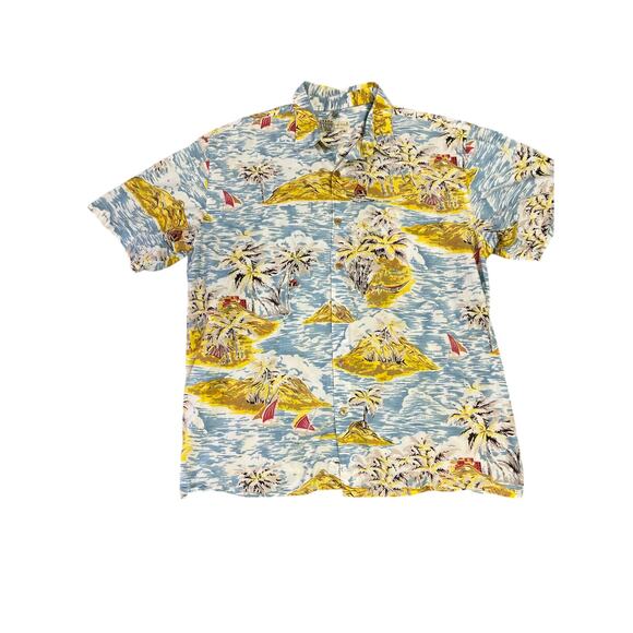 The Territory Ahead Men’s Retro Hawaiian Camp Shirt XL, Cotton‎ Island Sailboats - Picture 1 of 14